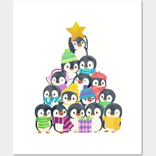 Baby penguins Xmas Tree Posters and Art